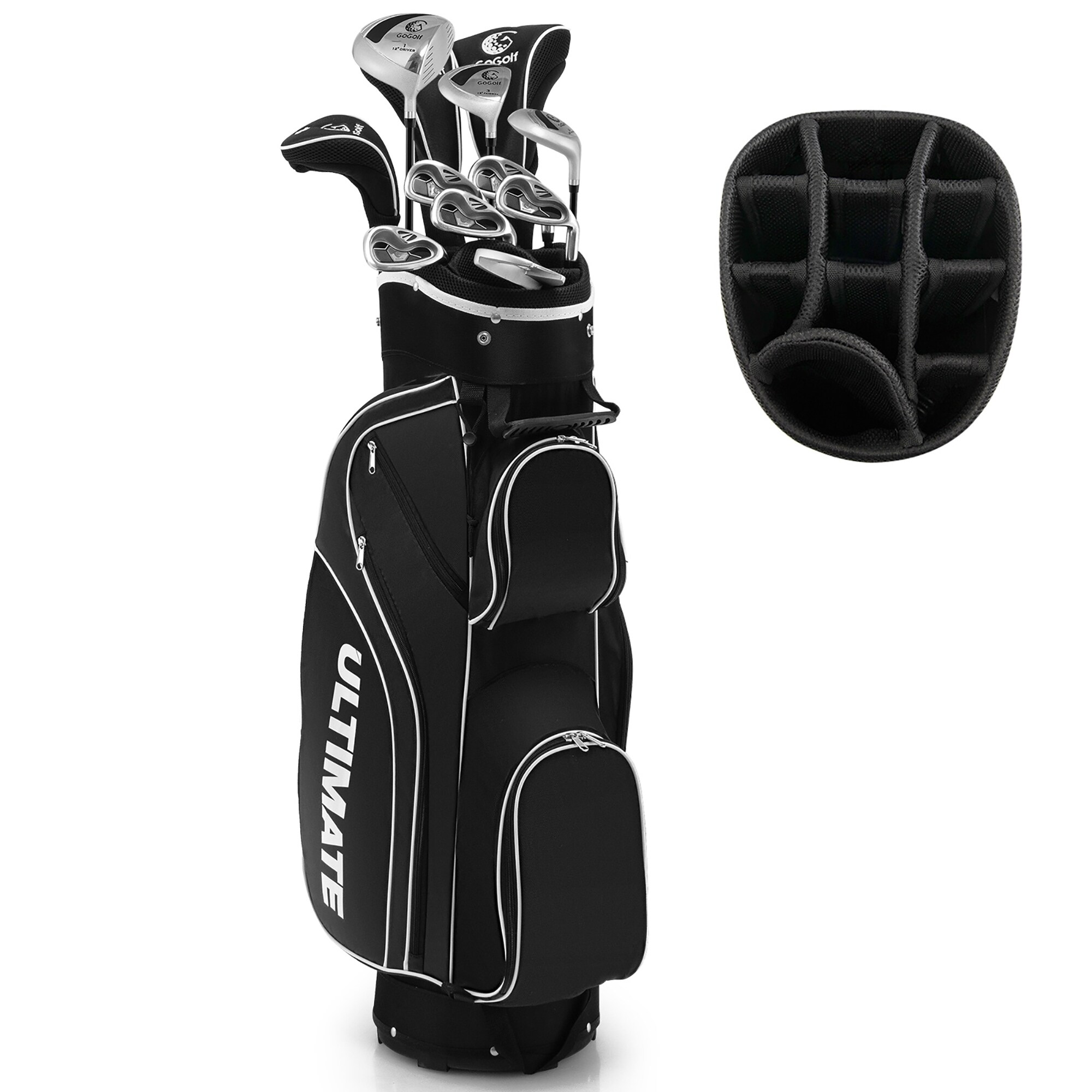 Set 10 Pieces Golf Clubs Set includes Alloy Driver Red/Black